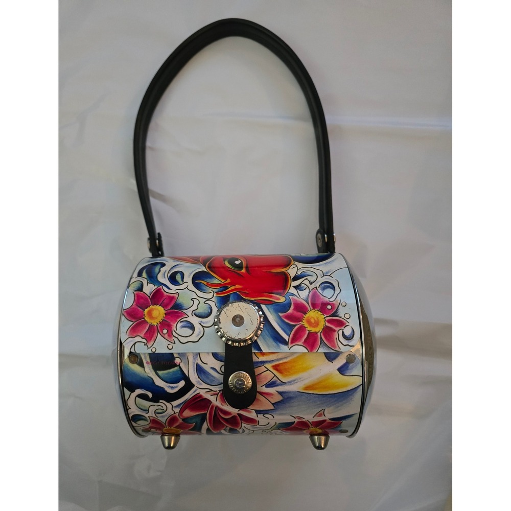 Little Earth Koi Fish Tattoo Art Barrel Bag Bottle Cap Closure Recycled Metal